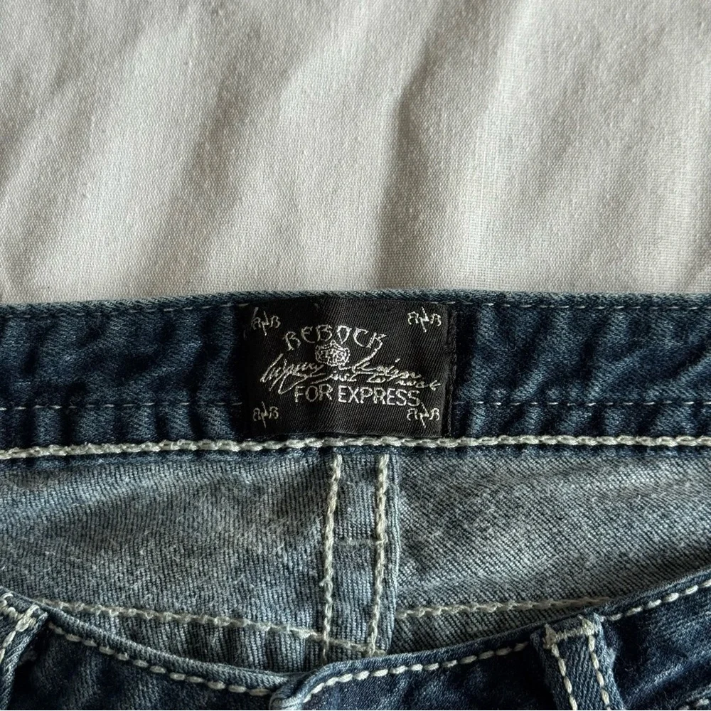 Y2K ReRock For Express Bootcut Jeans Sz 6 Thick Stitch Cowgirl Country Rodeo‎
